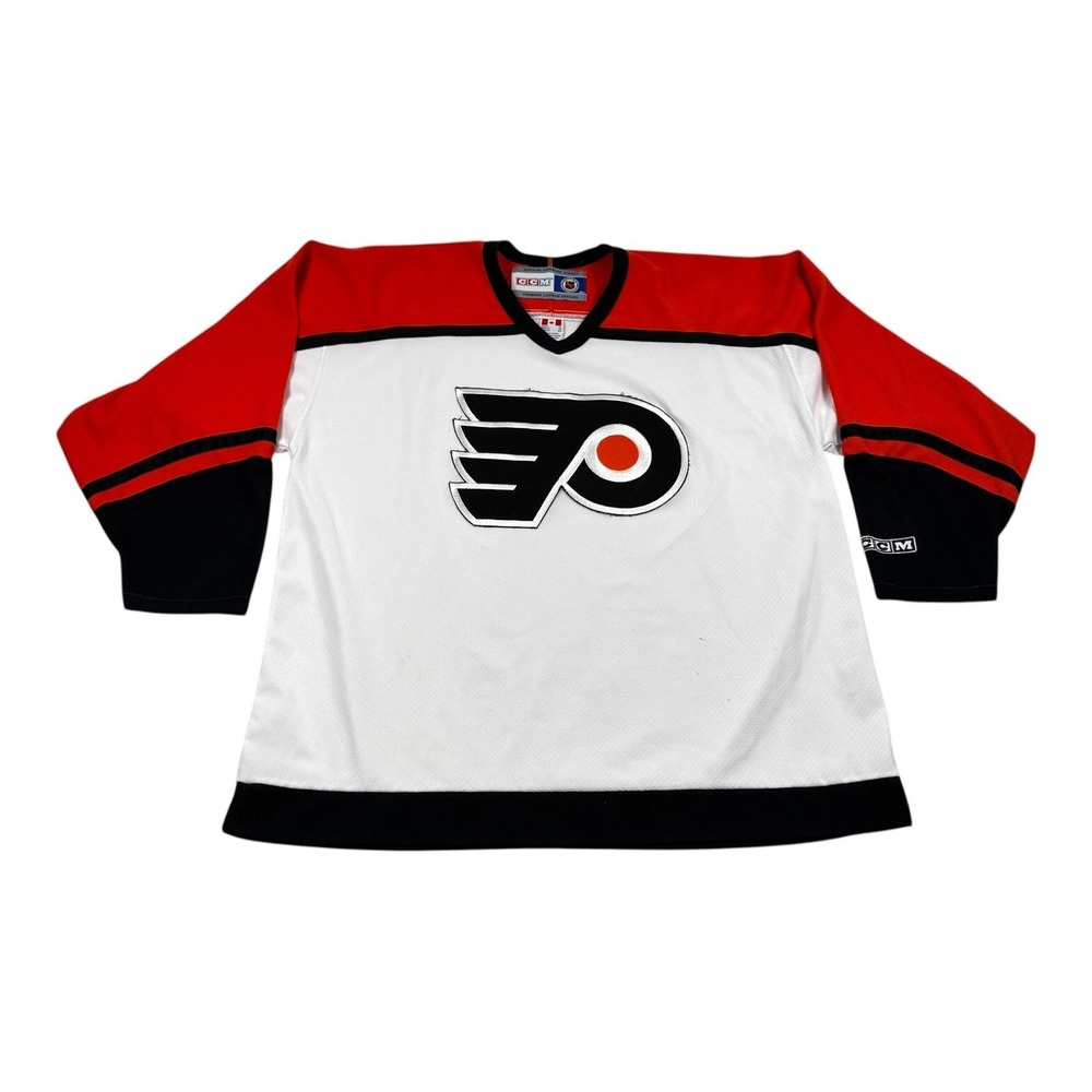 Philadelphia Flyers Jersey Mens XL White Orange NHL Hockey CCM Made Canada